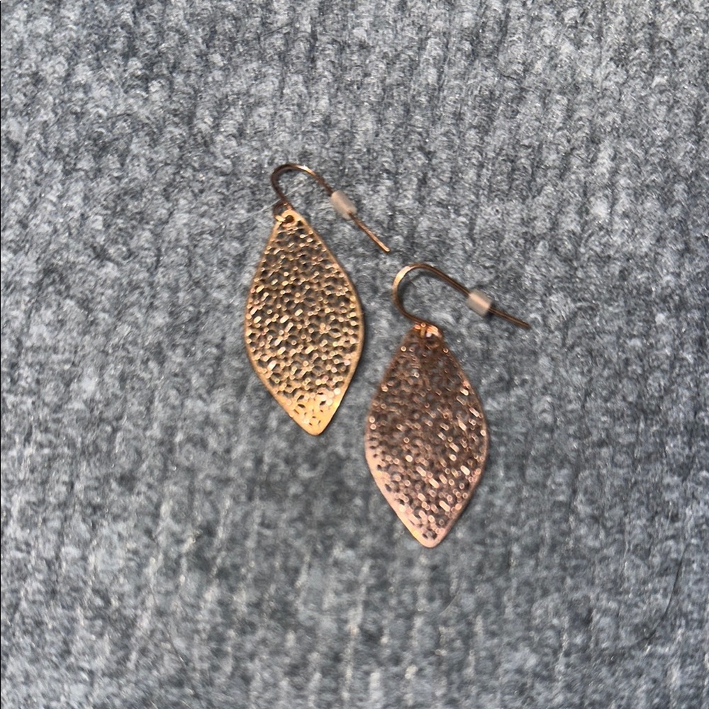 Rose Gold Textured Leaf Earrings